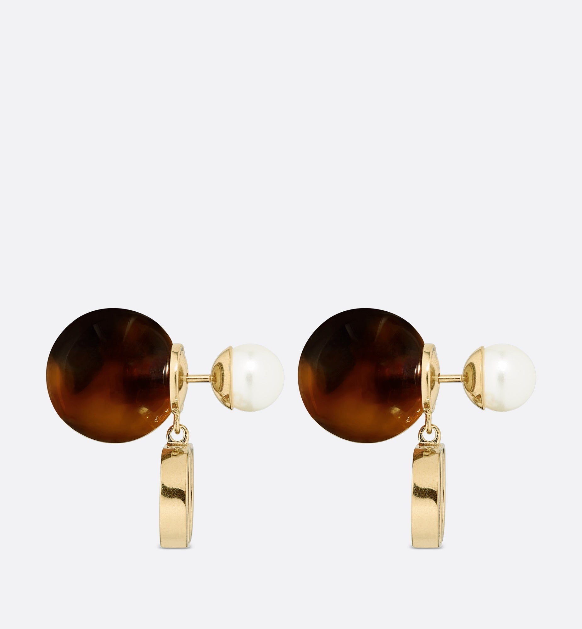 18K Dior Tribales Brown Resin Pearls Earrings
