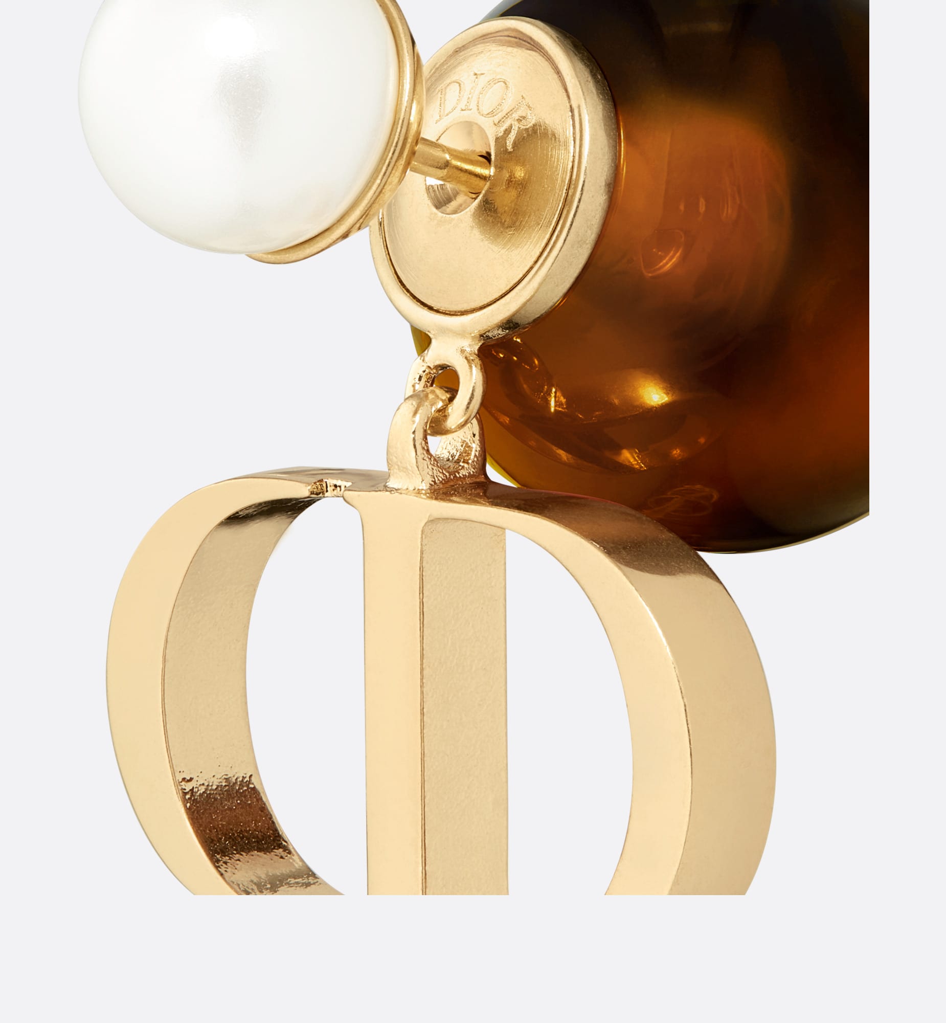 18K Dior Tribales Brown Resin Pearls Earrings