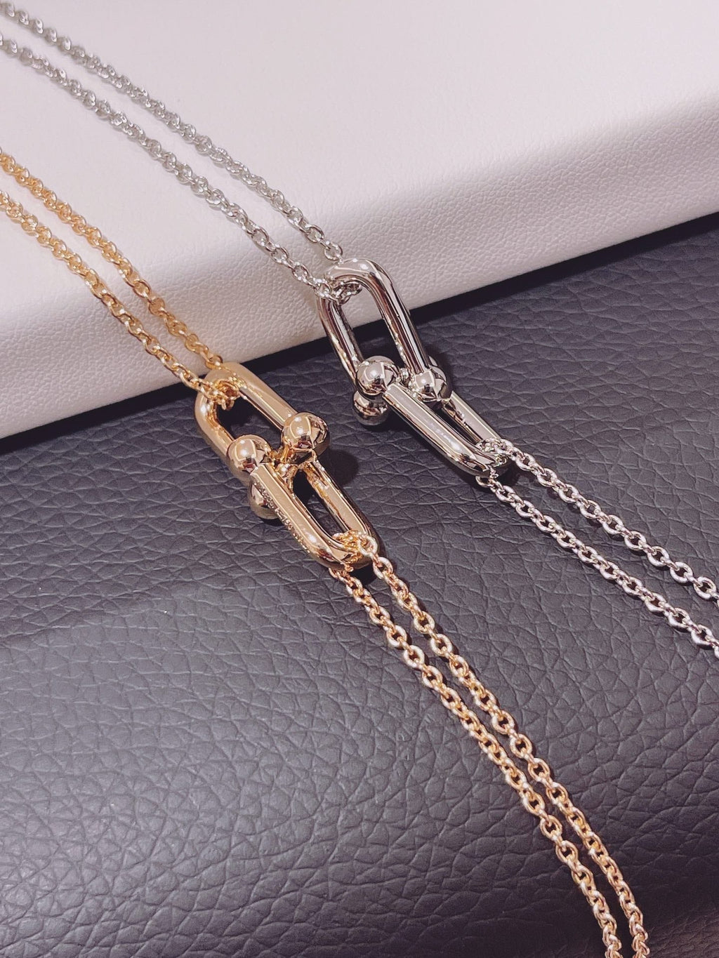 Tiffany Hardwear Double Link Pendant Silver Necklace - 68692512