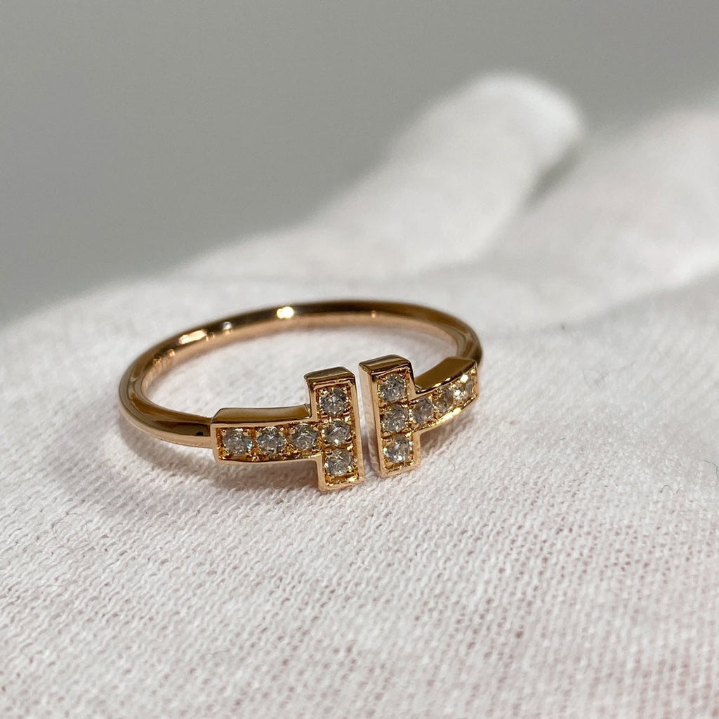 Tiffany T Wire Ring Cubic Zirconia Pink Gold