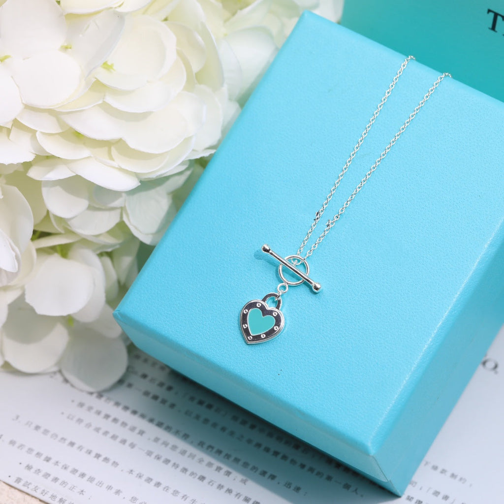 Tiffany Double Heart Blue Necklace