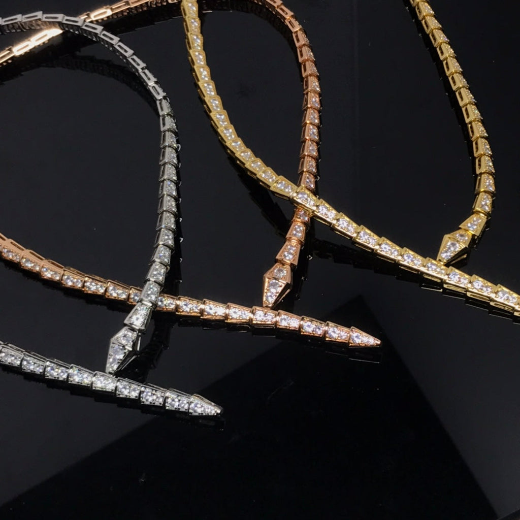 Bvlgari Serpent Viper Cubic Zirconia Paved Necklace