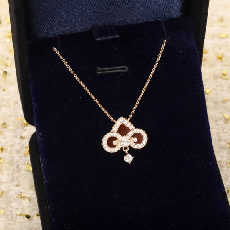 Tiffany Fleur de Lis Pink Gold Cubic Zirconia Necklace