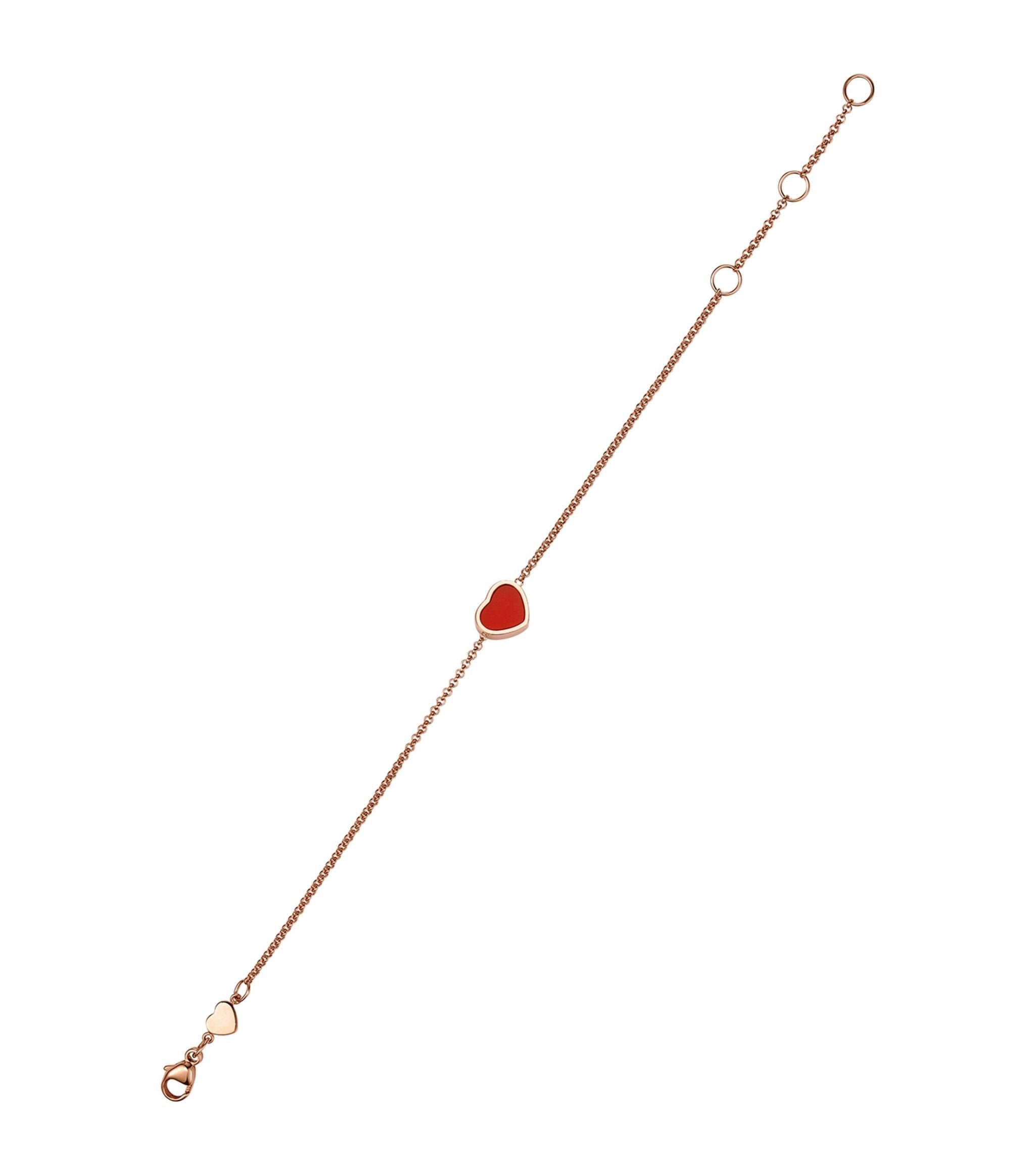 Chopard Happy Heart Carnelian Pink Gold Bracelet Cubic Zirconia