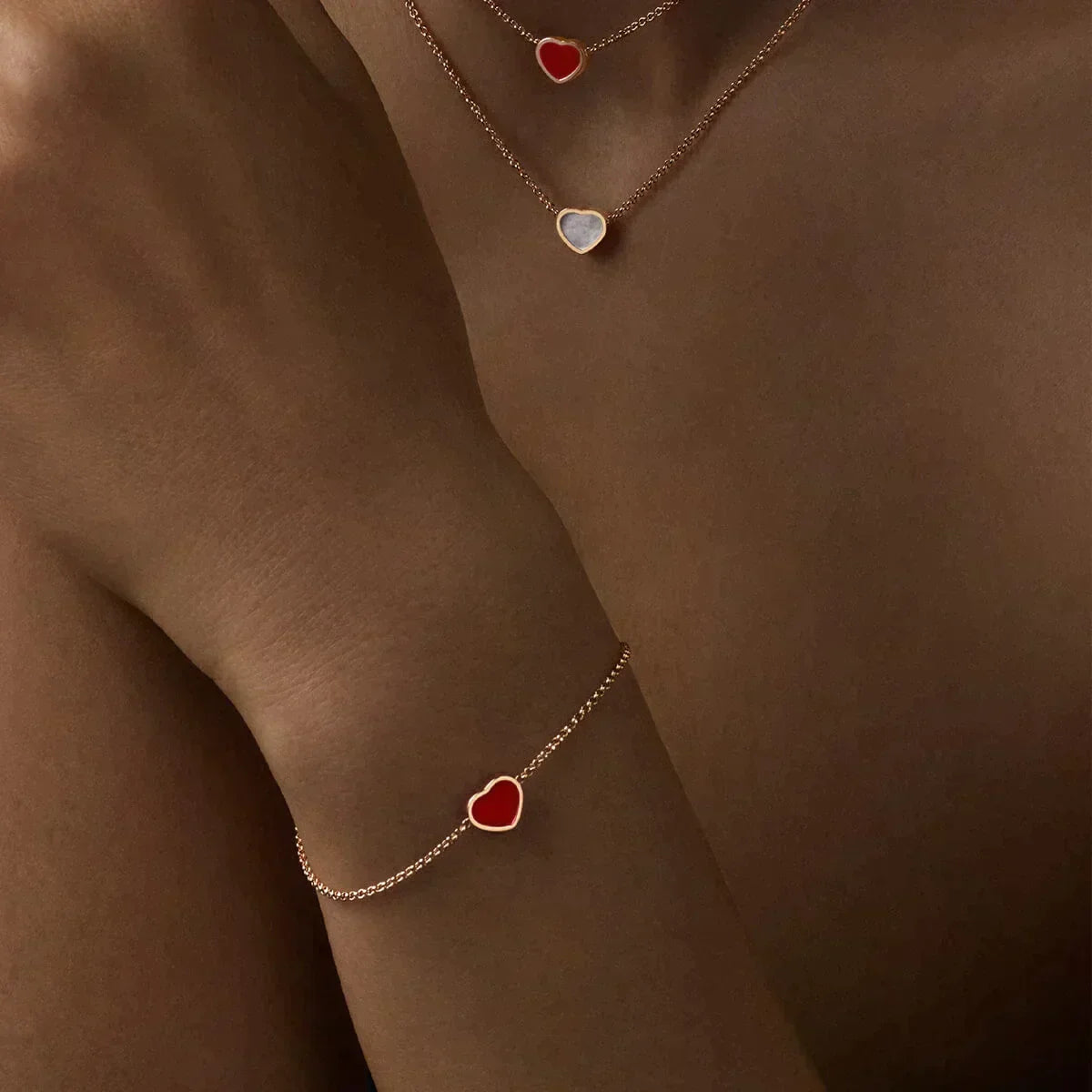 Chopard Happy Heart Carnelian Pink Gold Bracelet Cubic Zirconia