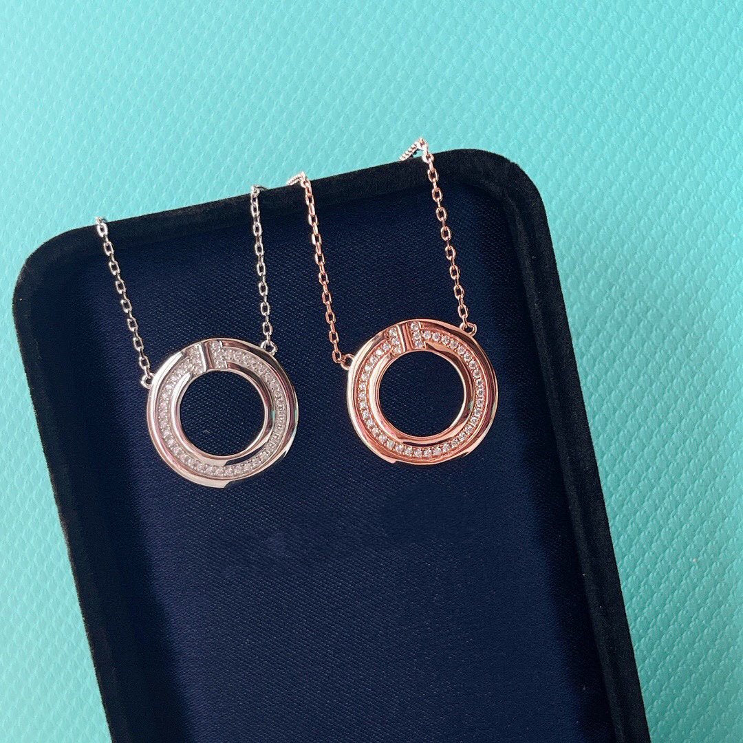 Tiffany Cubic Zirconia and Mother of Pearl Circle Pendant