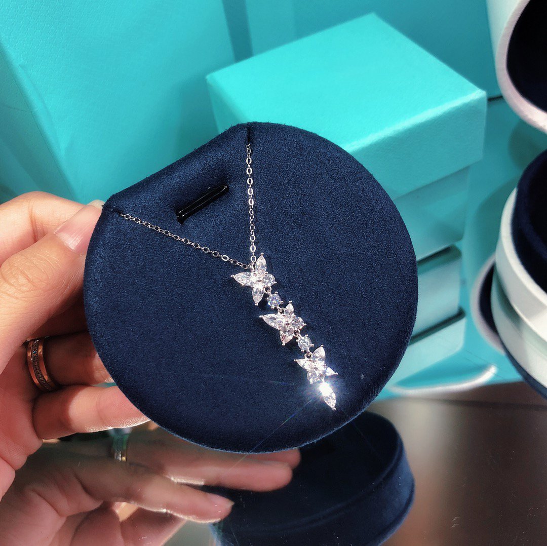 Tiffany Mixed Cluster Cubic Zirconia Drop Pendant