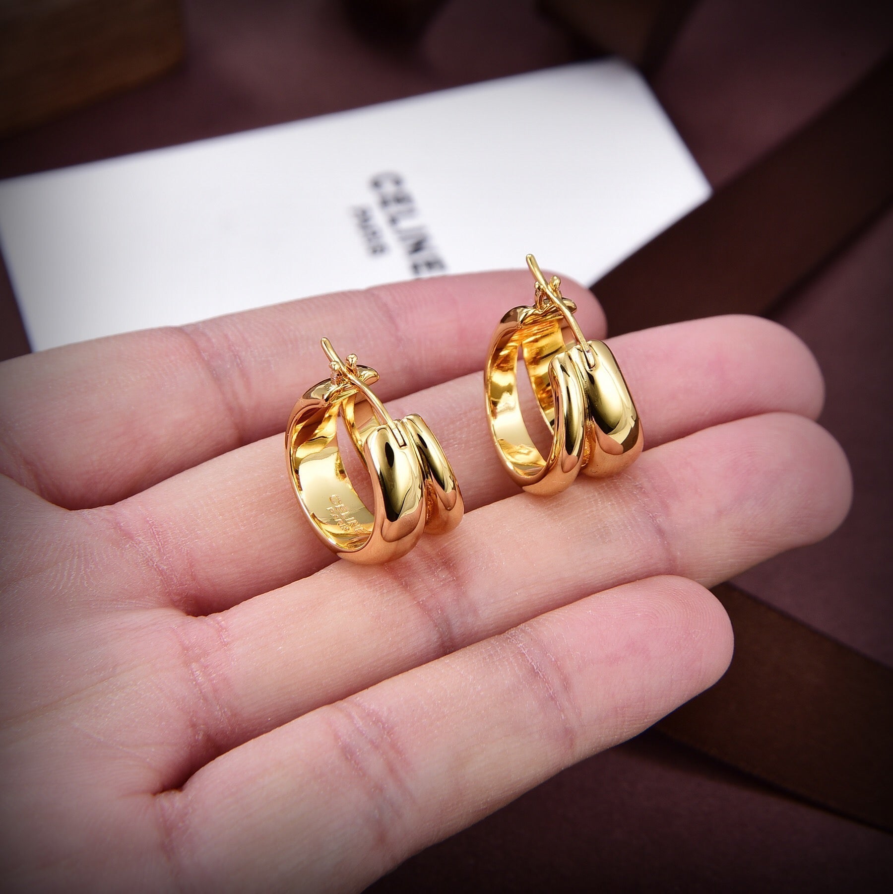 18K Celine Formes Abstraites Hoops Earrings