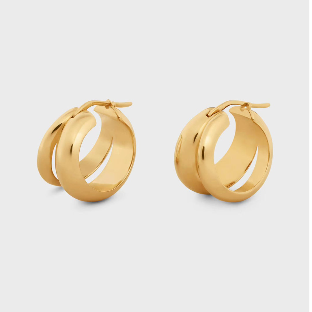 18K Celine Formes Abstraites Hoops Earrings