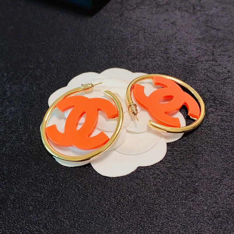 18K  Chanel Color Logo Earrings